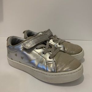 Metallic sneakers with hearts. Too cute!